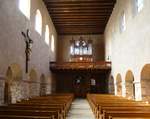 Eschau, Kirche St.Trophimus, Blick zur Orgelempore, Sept.2017