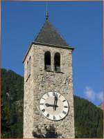 Kirchturm im alten Ortsteil von Susch am 18.08.2008