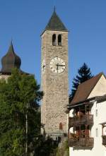 Kirchturm im alten Ortsteil von Susch am 18.08.2008