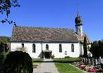 Stein am Rhein, die Kirche St.Johann auf Burg, im Stadtteil  vor der Brugg , �lteste Kirche im Kanton Schaffhausen, Sept.2026