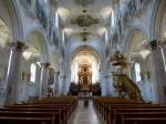 Mariastein, Innenraum der Klosterkirche mit Blick zum Hochaltar, 1898-1906 erfolgte eine neubarocke Umgestaltung, Juli 2013