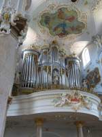 Mariastein, die prachtvolle Orgel von 1836 wurde von der Firma Metzler 1978 unter Beibehaltung des Prospektes erneuert, Juli 2013