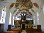 Kaiserstuhl, Blick zur Orgelempore in der Kirche St.Katharina, Juli 2013