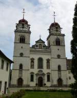 Rheinau, die Doppelturmfassade der Klosterkirche, sie gehrt zu den bedeutendsten Sakralbauten der Schweiz Juli 2013