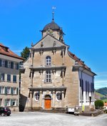 Trogen, die reformierte Kirche am Landsgemeindeplatz, im Stil des Rokoko (Baujahr 1779-1782) - 18.07.2014
