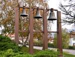 Vallorbe, origineller Glockenturm der katholischen Kirche - 25.10.2013