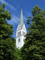 Bled, der Glockenturm der Pfarrkirche St.Martin, Juni 2016