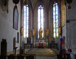 Skofj Loka, der Chorraum mit dem Altar in der Jakobskirche, Juni 2016