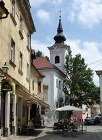 Ljubljana, Blick zur Kirche St.Florian, erbaut 1672, Juni 2016