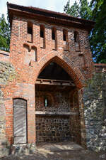 Die Rekonstruktion eines mittelalterlichen Wiekhauses in der Stadtmauer von Neubrandenburg.