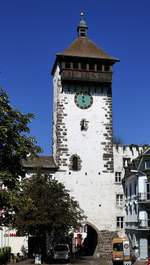 Rheinfelden AG, der Obertorturm stadteinwrts gesehen, 1256 erbaut in Rahmen der Stadtbefestigung, Sept.2019