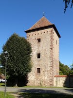Weienburg (Wissembourg), der Schartenturm aus dem 14.Jahrhundert gehrte zur ehemaligen Klosterbefestigung, Sept.2015