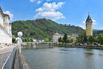 Bad Ems an der Lahn mit dem Wahrzeichen  Quellenturm .