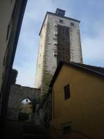 Horb am Neckar, der Schurkenturm ist der Bergfried der ehemaligen Burg Hohenberg, steht an der höchsten Stelle der Stadt, diente im 18.und 19.Jahrhundert als Gefängnis, Okt.2010