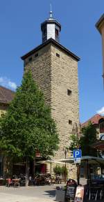 Eppingen, der 22m hohe Pfeiffenturm aus dem 13.Jahrhundert gehrte zur Stadtbefestigung, April 2014