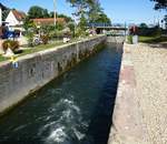 Boofzheim, Blick in die geschlossene Schleusenkammer am Rhein-Rhone-Kanal, Sept.2016