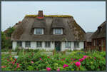 Wohnhaus mit Reetdach auf der Hallig Oland.