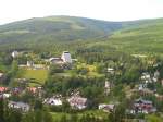 Blick von den Sprungschanzen auf Harrachov/Riesengebirge 2004