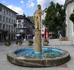 Bad Wildbad, der Ferdinandsbrunnen auf dem Kurplatz von 1532, Sept.2026 