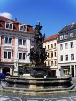 Zittauer Neustadt mit Herkulesbrunnen, im Mai 2008.