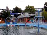 Der Brunnen des Technikmuseum in SPEYER wird in den Abendstunden des 27.Aug.2008 von einer Dohle beehrt; 