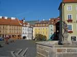 Eger (Cheb), der Herkulesbrunnen auf dem Marktplatz, Okt.2006