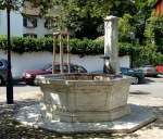 Basel, der Schindelhof-Brunnen steht seit 1865 im St.Alban-Tal, Juni 2015