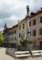 Skoja Loka, die barocke Mariensule auf dem Stadtplatz, 1751 errichtet, Juni 2016