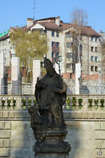 Die Statue des Heiligen Stanislaus auf dem Skałkahgel in Krakau.