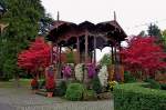 Lahr im Schwarzwald, Pavillon im Stadtpark mit Blumenschmuck zur  Chrisanthema , Nov.2011