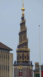 Turm der evangelisch-lutherischen Erlserkirche, eine Barockkirche in der dnischen Hauptstadt Kopenhagen.