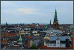 Blick vom Runden Turm Richtung Osten auf die Trme von Sankt Nikolaj-Kirche und Erlserkirche (Frelsers Kirke).