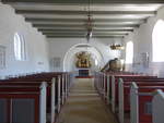 Brovst, Kanzel und Altar in der romanischen Ev.