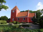 Herritslev, evangelische Kirche, erbaut ab 1220, romanischer Chor und Kirchenschiff, Turm gotisch (18.07.2021)