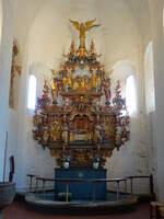 Kalundborg, Hochaltar von Lorents Jorgensen von 1650 in der Frauenkirche (17.07.2021)