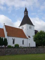 Slemminge, evangelische Kirche, erbaut ab 1130, Chor und Kirchenschiff romanisch, Kirchturm gotisch (18.07.2021)