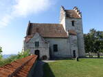 Hojerup, gotische evangelische Kirche auf einer 30 meter hohen Klippe, erbaut 1357 (19.07.2021)
