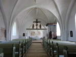 Orsted, Innenraum der Sankt Jorgen Kirche mit Renaissancekanzel (23.07.2019)