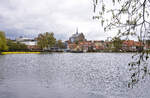 Blick auf die Innenstadt von Hadersleben (dnisch: Haderslev) vom Stadtpark Damparken.