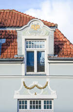 Detailfoto des Jugendstilgebudes auf dem Kongevej 64 in Snderborg (deutsch Sonderburg) in Nordschleswig.