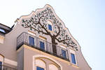 Giebel im Jugendstil and er Ecke Hegolandsgade/Jomfrustien in Snderborg (deutsch: Sonderburg) in Nordschleswig.