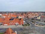 Blick vom Wasserturm auf das Hotel Tnderhus und die Innenstadt von Tnder (deutsch: Tondern - friesisch: Tuner).