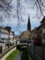 Eichstetten, Blick zum Rathaus und zur Kirche, April 2013