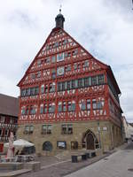 Grobottwar, historisches Rathaus, erbaut von 1556 bis 1557, Rathausuhr von Philipp Matthus Hahn (24.06.2018)