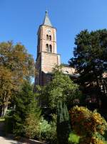 Baden-Baden, die katholische Pfarrkirche St.Dionysius im Stadtteil Oos, erbaut von 1864-68, Sept.2015