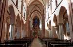 Freiburg im Breisgau, der Innenraum der Herz-Jesu-Kirche, Mrz 2012