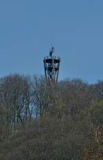 Freiburg im Breisgau, der 35m hohe Aussichtsturm auf dem Schloberg wurde 2002 aus einheimischen Douglasienstmmen errichtet und bietet einen umfassenden Blick ber die Stadt, Mrz 2002