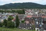 Blick vom Kastaniengarten zur Oberau in Freiburg am 14.06.2013    (Die Oberau war ein frhes Gewerbegebiet vor den Toren der Altstadt, begnstigt durch den von der Dreisam abgezweigten Gewerbekanal,