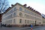 Freiburg, das Amtsgericht am Holzmarktplatz, das denkmalgeschtzte Gebude wurde 1848 im sptklassizistischen Stil erbaut, Jan.2015