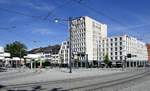 Freiburg, Blick ber den neugestalteten Europaplatz zum  Motel One , Juli 2020